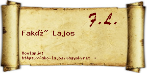 Fakó Lajos névjegykártya